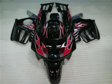 Affordable 1995-1998 Black Red Flame Honda CBR600 F3 Bike Fairing Kit Canada