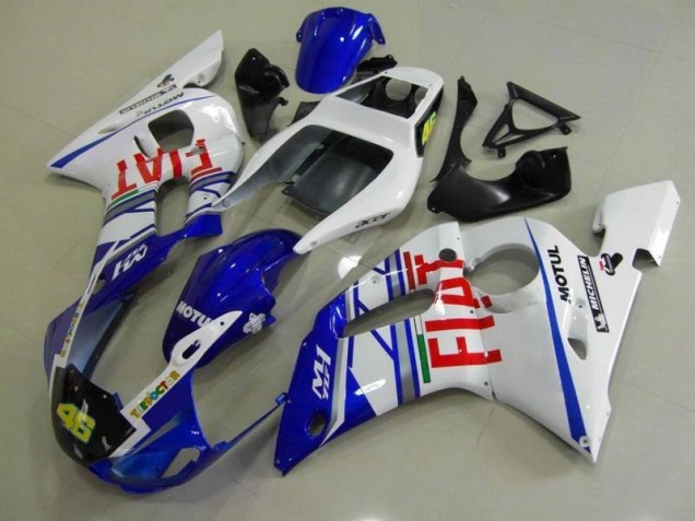 Affordable 1998-2002 Blue White Fiat Yamaha YZF R6 Motorcycle Fairings Kit Canada