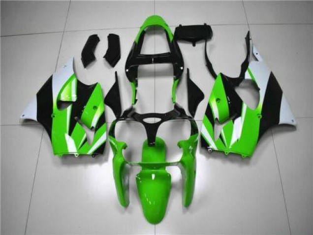Affordable 2000-2002 Green White Black Kawasaki ZX6R Bike Fairing Kit Canada Affordable 2000-2002 Green White Black Kawasaki ZX6R Bike Fairing Kit Canada
