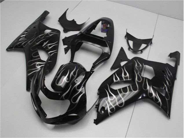 Affordable 2001-2003 Black White Flame Suzuki GSXR 600/750 Motorcycle Fairing Kits Canada Affordable 2001-2003 Black White Flame Suzuki GSXR 600/750 Motorcycle Fairing Kits Canada