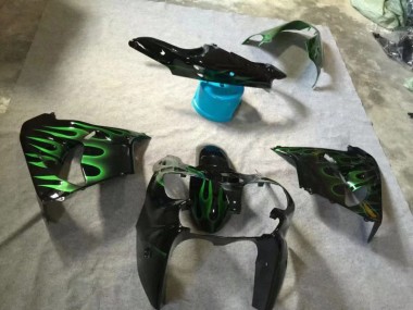 Affordable 2002-2003 Glossy Black Green Flame Kawasaki ZX9R Motorcycle Fairings Canada