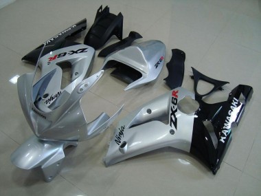 Affordable 2003-2004 Silver Black Kawasaki ZX6R Motorcycle Fairing Kit Canada
