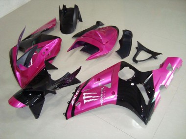 Affordable 2003-2004 Pink Black Monster Kawasaki ZX6R Bike Fairing Kit Canada