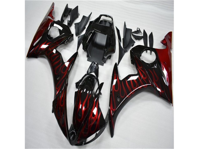 Affordable 2003-2005 Black Red Flame Yamaha YZF R6 Motorcycle Fairing Canada Affordable 2003-2005 Black Red Flame Yamaha YZF R6 Motorcycle Fairing Canada