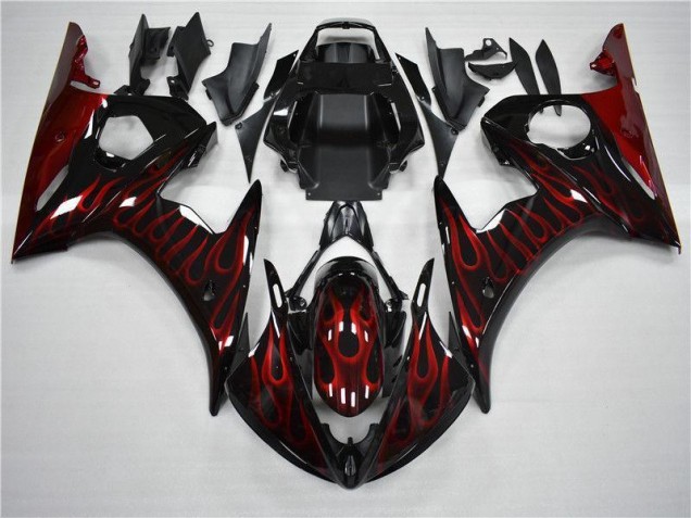 Affordable 2003-2005 Black Red Flame Yamaha YZF R6 Motorcycle Fairing Canada Affordable 2003-2005 Black Red Flame Yamaha YZF R6 Motorcycle Fairing Canada
