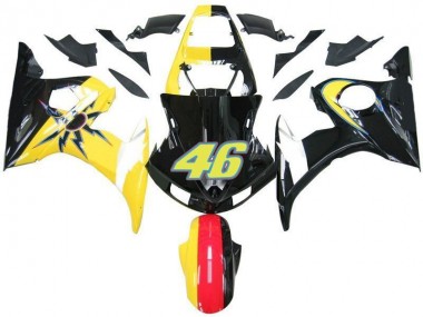 Affordable 2003-2005 Black Yellow No. 46 Yamaha YZF R6 Motorcycle Fairings Canada
