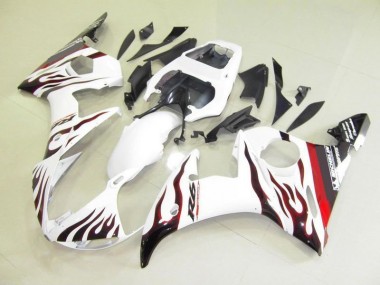 Affordable 2003-2005 White and Flame Yamaha YZF R6 Bike Fairing Canada