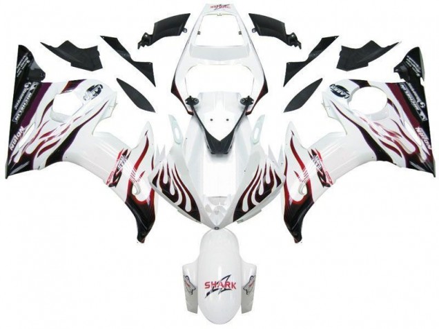 Affordable 2003-2005 White Black Red Flame Yamaha YZF R6 Motorcycle Fairings Canada