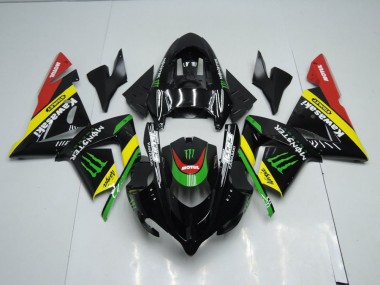 Affordable 2003-2005 Black Yellow Monster Kawasaki ZX10R Replacement Motorcycle Fairings Canada