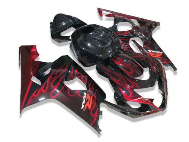 Affordable 2004-2005 Black Red Flames Suzuki GSXR 600/750 Motorcycle Fairing Canada Affordable 2004-2005 Black Red Flames Suzuki GSXR 600/750 Motorcycle Fairing Canada