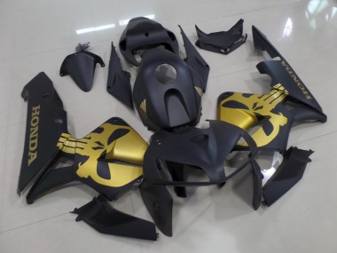 Affordable 2005-2006 Matte Black with Gold Skull Honda CBR600RR Moto Fairings Canada