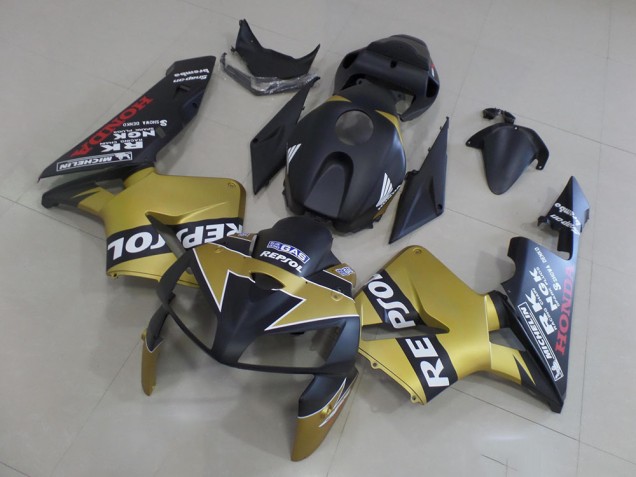 Affordable 2005-2006 Black Gold Repsol Honda CBR600RR Motorcycle Fairings Kit Canada