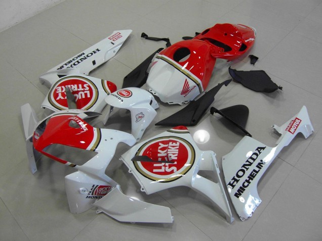 Affordable 2005-2006 Pearl White Lucky Strike Honda CBR600RR Motorcycle Fairings Kits Canada