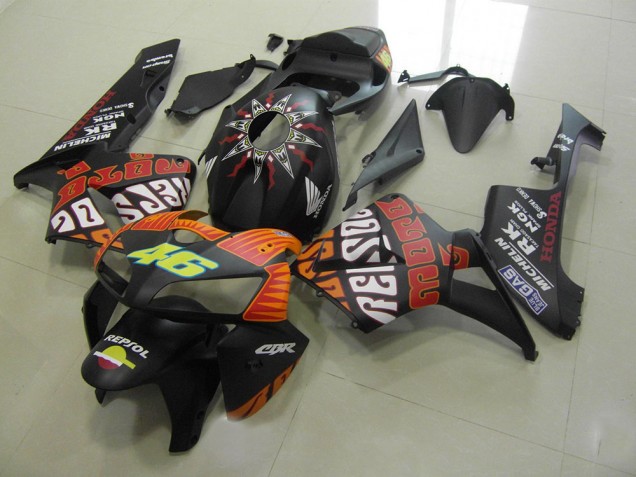 Affordable 2005-2006 Rossi Matte Black Honda CBR600RR Motorcycle Fairings Kits Canada