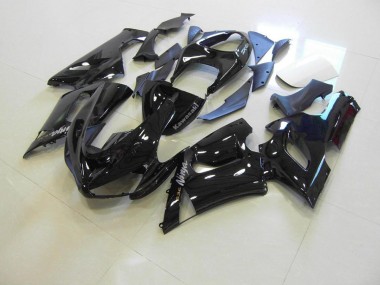 Affordable 2005-2006 Glossy Black Silver Decals Kawasaki ZX6R Motorcycle Fairings Kit Canada