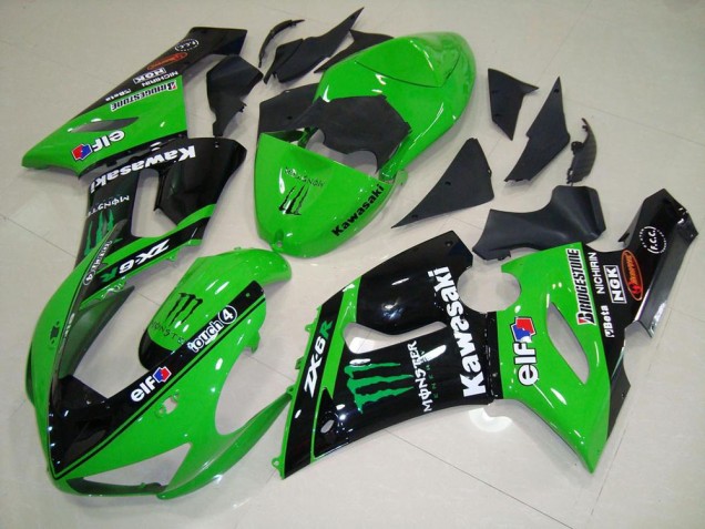 Affordable 2005-2006 Green Monster Kawasaki ZX6R Motorcycle Fairing Kit Canada