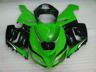Affordable 2005-2006 Green White Black Kawasaki ZX6R Motorcyle Fairings Canada