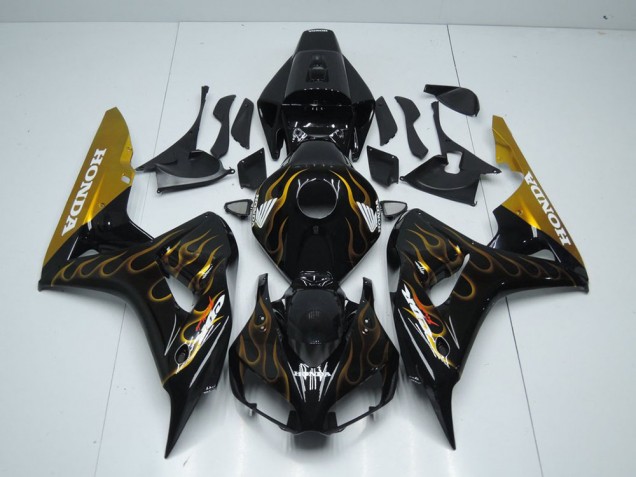Affordable 2006-2007 Black Gold Flame Honda CBR1000RR Motor Bike Fairings Canada Affordable 2006-2007 Black Gold Flame Honda CBR1000RR Motor Bike Fairings Canada