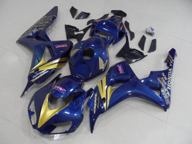 Affordable 2006-2007 Dark Blue with Gold Stripe Honda CBR1000RR Motorcycle Fairing Kits Canada