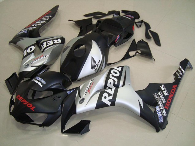 Affordable 2006-2007 Matte Black Silver Repsol Honda CBR1000RR Replacement Fairings Canada Affordable 2006-2007 Matte Black Silver Repsol Honda CBR1000RR Replacement Fairings Canada