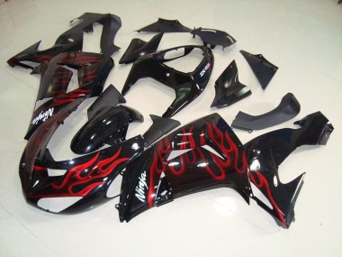 Affordable 2006-2007 Black Red Flame Kawasaki ZX10R Moto Fairings Canada