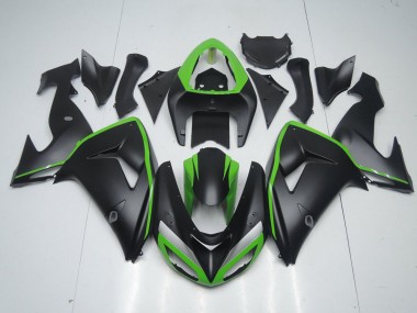 Affordable 2006-2007 Matte Black with Green Line Kawasaki ZX10R Motorcycle Fairing Kits Canada