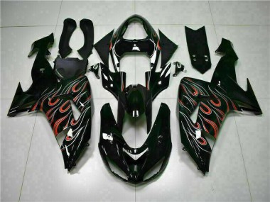 Affordable 2006-2007 Black Red Flame Kawasaki ZX10R Motorcyle Fairings Canada