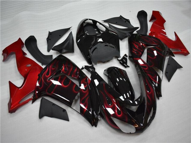 Affordable 2006-2007 Red Flame Kawasaki ZX10R Motorcycle Fairings Kit Canada Affordable 2006-2007 Red Flame Kawasaki ZX10R Motorcycle Fairings Kit Canada