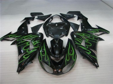 Affordable 2006-2007 Black Green Flame Kawasaki ZX10R Motorcycle Fairing Canada