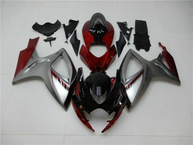 Affordable 2006-2007 Red Silver Suzuki GSXR 600/750 Bike Fairing Kit Canada Affordable 2006-2007 Red Silver Suzuki GSXR 600/750 Bike Fairing Kit Canada