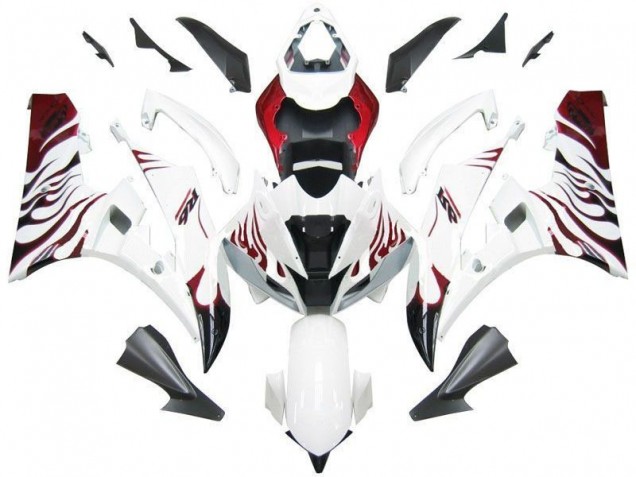 Affordable 2006-2007 White Red Flame Yamaha YZF R6 Motorcycle Fairing Canada Affordable 2006-2007 White Red Flame Yamaha YZF R6 Motorcycle Fairing Canada
