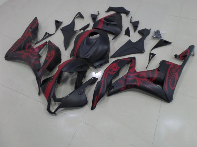 Affordable 2007-2008 Matte Black Red Skull with Stripe Honda CBR600RR Motorcycle Fairing Canada Affordable 2007-2008 Matte Black Red Skull with Stripe Honda CBR600RR Motorcycle Fairing Canada