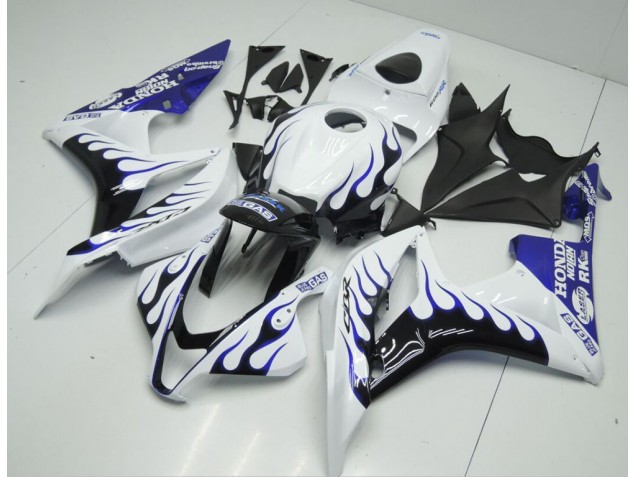 Affordable 2007-2008 White Blue Flame Honda CBR600RR Bike Fairings Canada