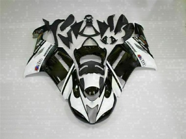 Affordable 2007-2008 Black White Kawasaki ZX6R Bike Fairings Canada