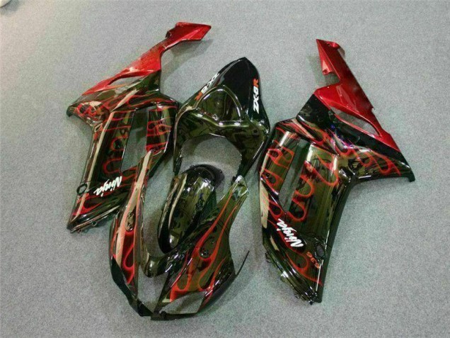 Affordable 2007-2008 Black Red Flame Kawasaki ZX6R Motor Bike Fairings Canada Affordable 2007-2008 Black Red Flame Kawasaki ZX6R Motor Bike Fairings Canada
