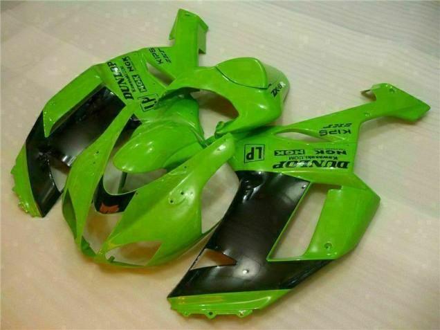 Affordable 2007-2008 Green Black Dunlop Kawasaki ZX6R Motorbike Fairing Kits Canada Affordable 2007-2008 Green Black Dunlop Kawasaki ZX6R Motorbike Fairing Kits Canada