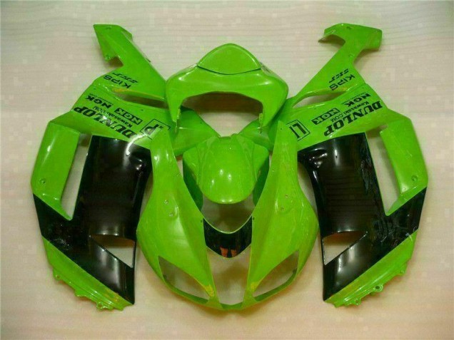Affordable 2007-2008 Green Black Dunlop Kawasaki ZX6R Motorbike Fairing Kits Canada Affordable 2007-2008 Green Black Dunlop Kawasaki ZX6R Motorbike Fairing Kits Canada