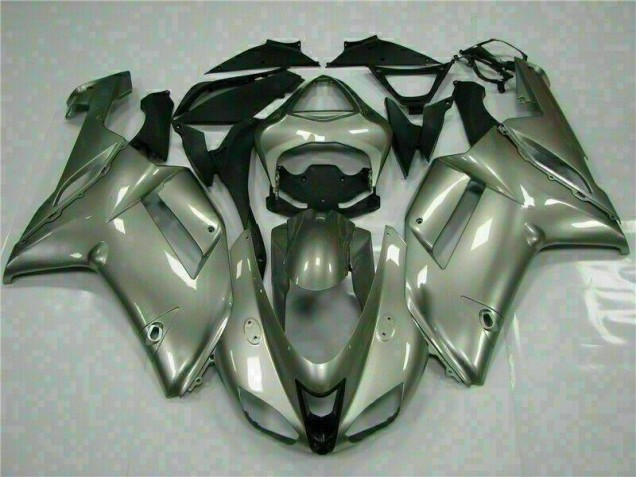 Affordable 2007-2008 Silver Kawasaki ZX6R Motorcycle Fairings Kits Canada Affordable 2007-2008 Silver Kawasaki ZX6R Motorcycle Fairings Kits Canada