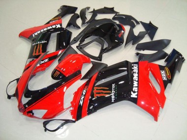 Affordable 2007-2008 Monster In Red Kawasaki ZX6R Motorcycle Fairing Kit Canada