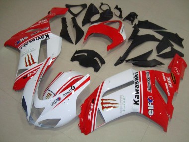 Affordable 2007-2008 Red and White Kawasaki ZX6R Bike Fairing Canada