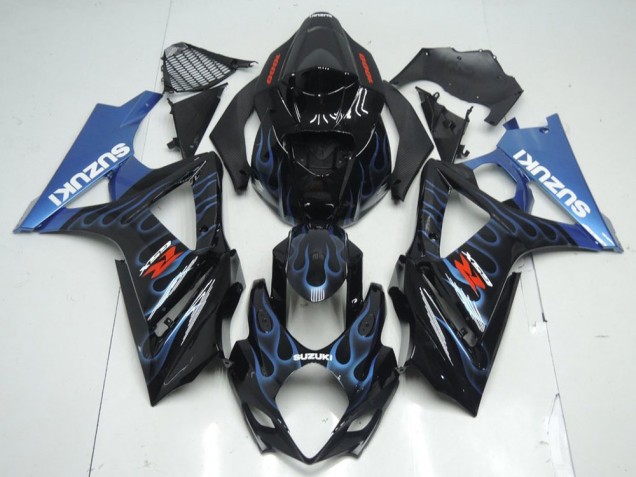Affordable 2007-2008 Black Blue Flame Suzuki GSXR 1000 K7 Motorcycle Fairing Kit Canada