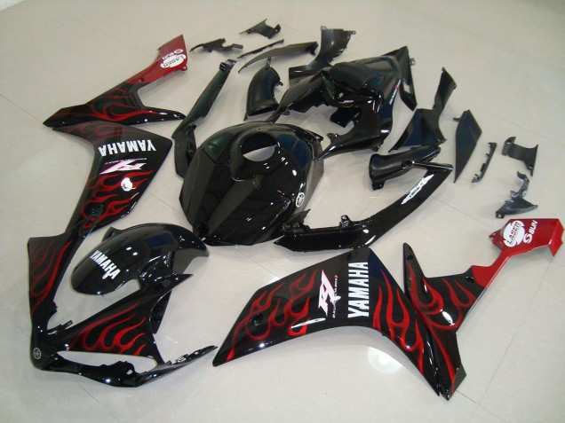 Affordable 2007-2008 Glossy Black Flame Yamaha YZF R1 Motorcycle Fairings Kits Canada Affordable 2007-2008 Glossy Black Flame Yamaha YZF R1 Motorcycle Fairings Kits Canada