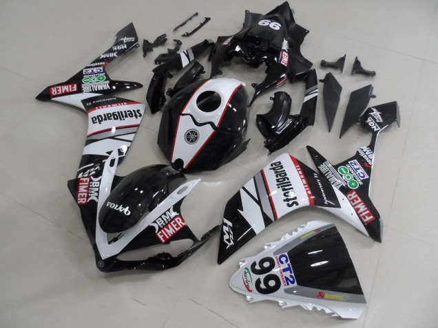 Affordable 2007-2008 Black White Stickers Packs Yamaha YZF R1 Motorcycle Fairings Kit Canada
