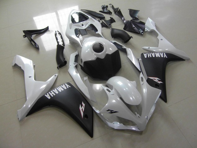 Affordable 2007-2008 Pearl White Matte Black Yamaha YZF R1 Replacement Motorcycle Fairings Canada Affordable 2007-2008 Pearl White Matte Black Yamaha YZF R1 Replacement Motorcycle Fairings Canada