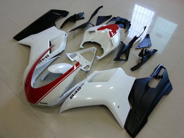 Affordable 2007-2014 Matte Black White with Red Stripe Ducati 848 1098 1198 Bike Fairings Canada Affordable 2007-2014 Matte Black White with Red Stripe Ducati 848 1098 1198 Bike Fairings Canada