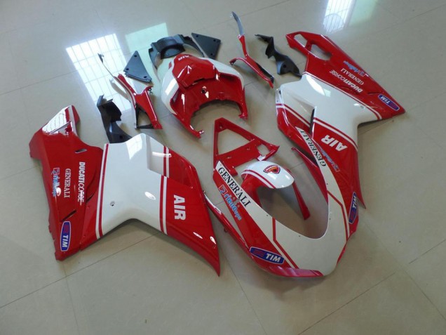 Affordable 2007-2014 Red and White Air Ducati 848 1098 1198 Motorbike Fairing Canada