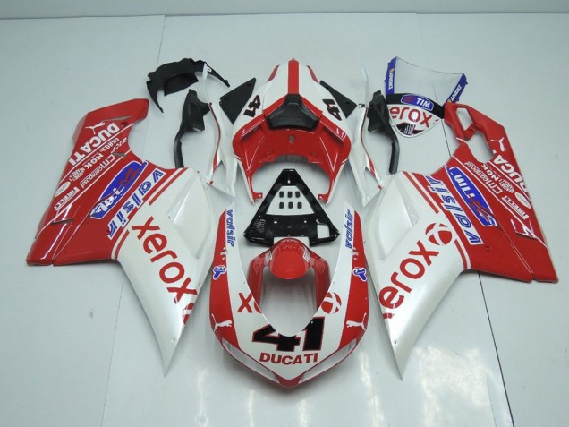 Affordable 2007-2014 Pearl White New Xerox Ducati 848 1098 1198 Motorbike Fairing Kits Canada