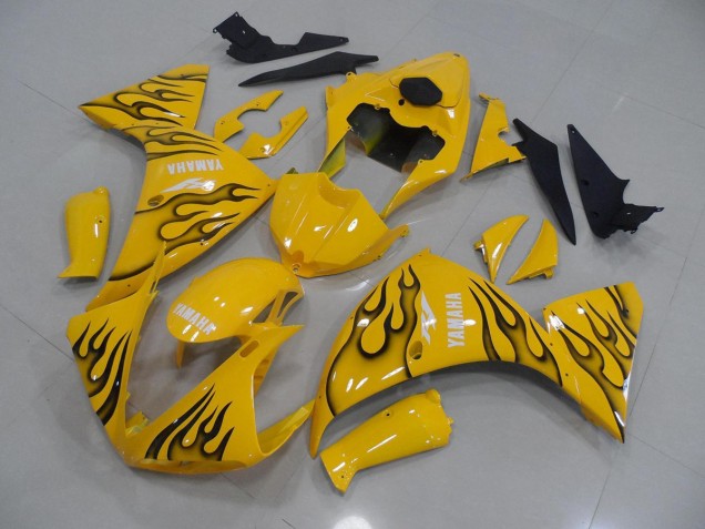 Affordable 2009-2011 Yellow Black Flame Yamaha YZF R1 Motorcycle Fairings Canada