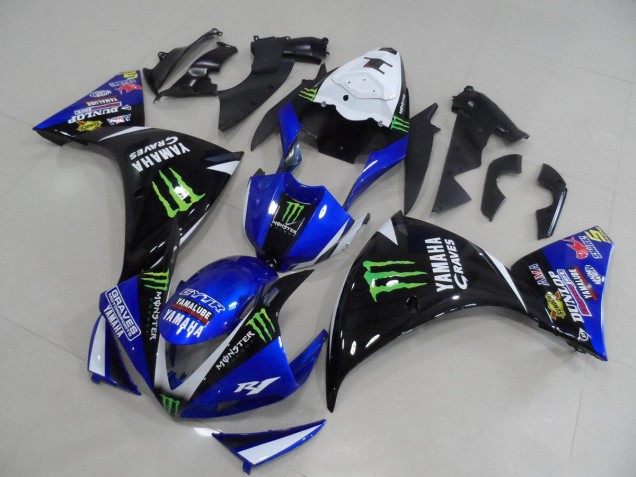 Affordable 2009-2011 Blue Black Monster Yamaha YZF R1 Bike Fairings Canada Affordable 2009-2011 Blue Black Monster Yamaha YZF R1 Bike Fairings Canada