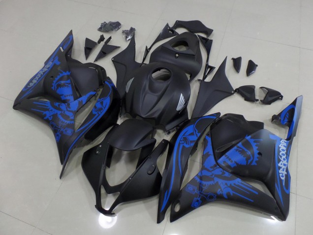 Affordable 2009-2012 Matte Black Blue Skull Honda CBR600RR Motorcycle Fairings Kit Canada